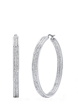 Silver Crystal Inside Out Hoop Earrings