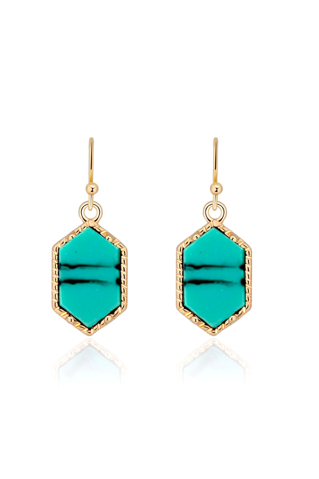 18k Gold Geometric Turquoise Earrings