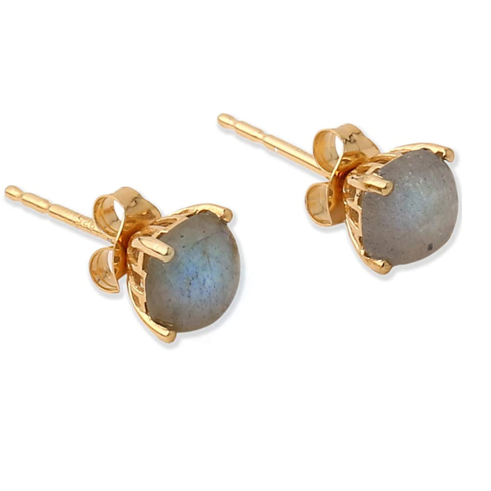 18k Gold Labradorite Cushion Stud Earrings