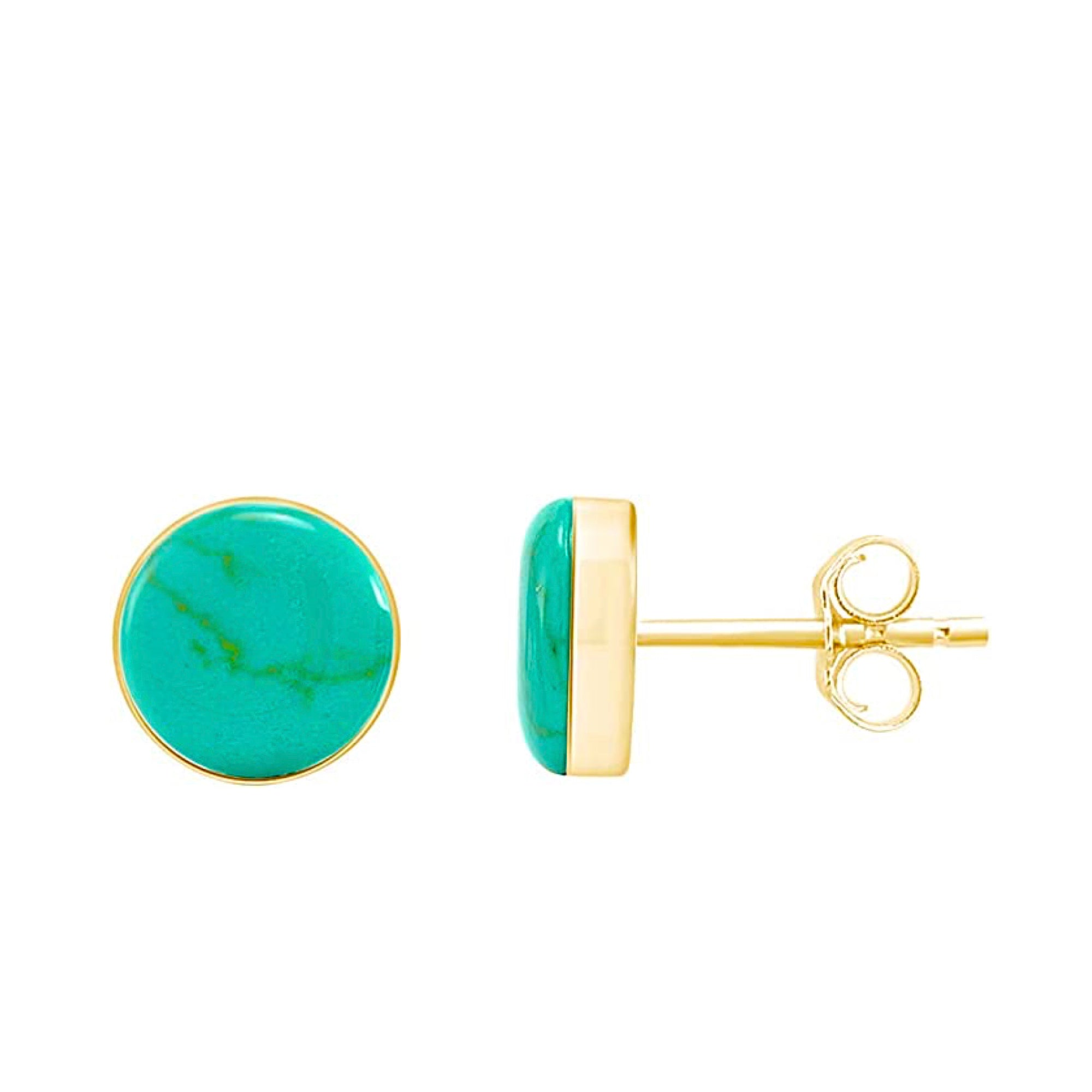 Liv Oliver 18k Gold Turquoise Post Earrings Modern Jewelry