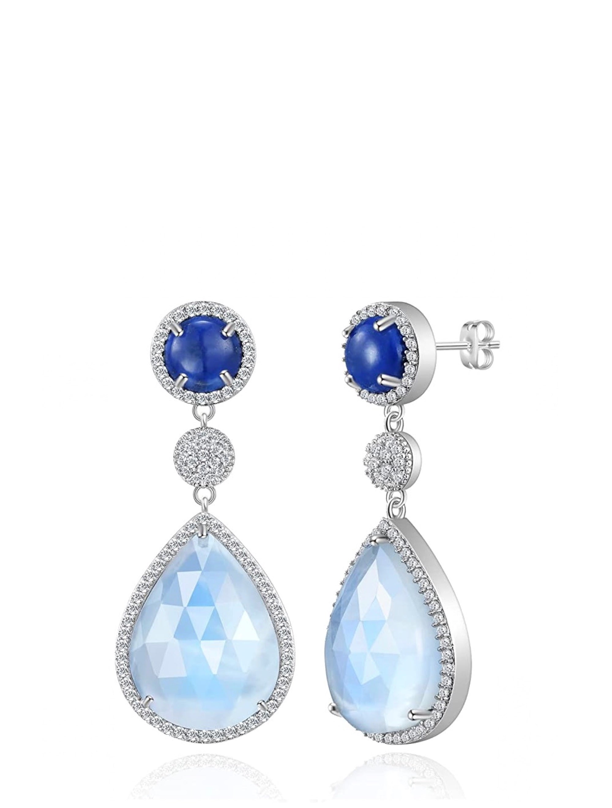 Silver Aquamarine Gemstone Earrings