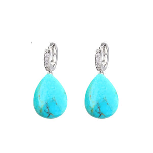 Silver Turquoise Pear Drop Earrings