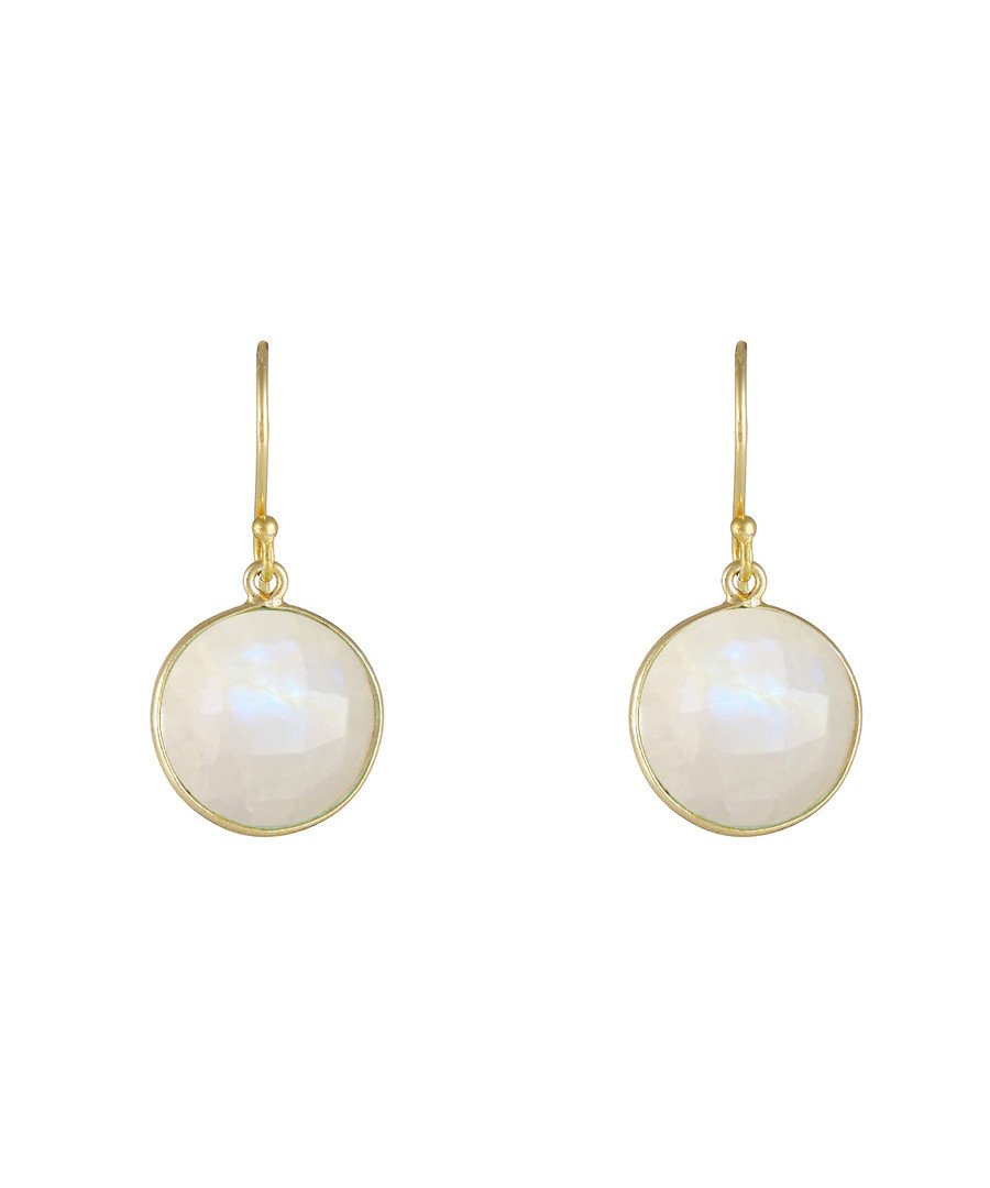 18K Moonstone Disc Earrings