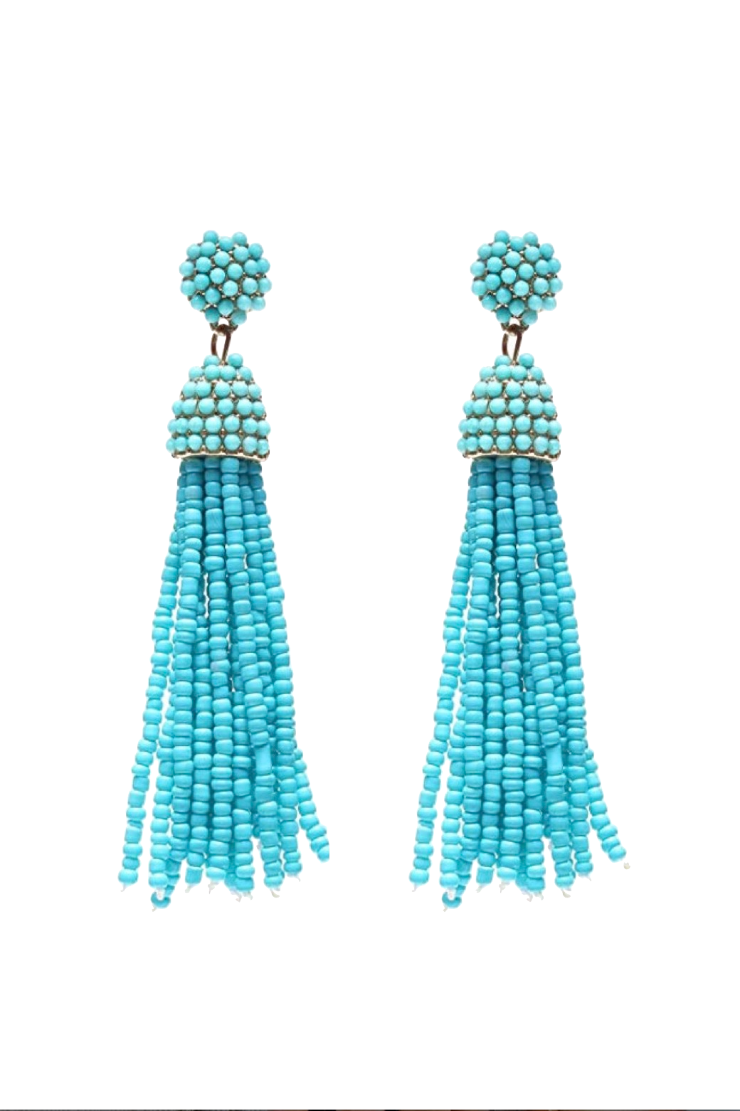 18K Gold Plated Turquoise Bead Tassle Statement Earrings