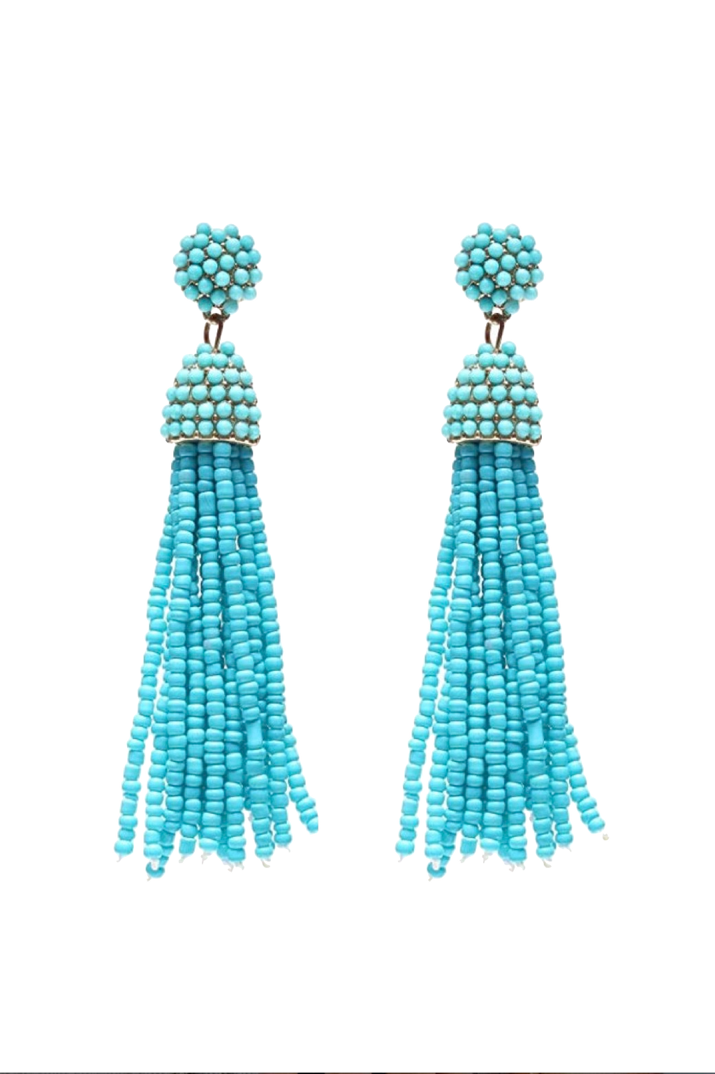 18K Gold Plated Turquoise Bead Tassle Statement Earrings