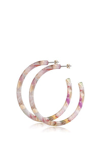 18K Multi Color Shell Hoop Earrings