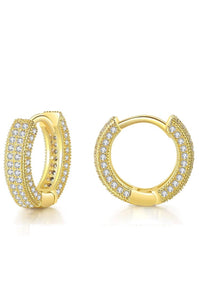 18K Gold Cz Inside Out Huggie Earrings