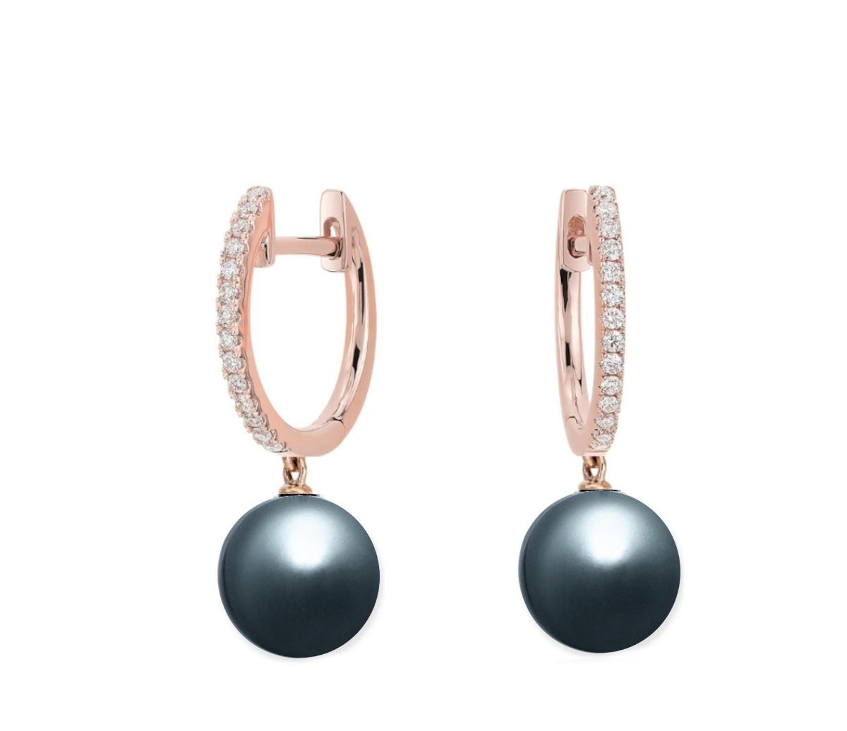18K Rose Gold Plated Cz & Champagne Pearl Drop Earrings