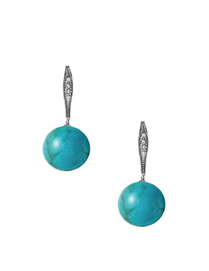 Sterling Silver Turquoise Cz Drop Earrings