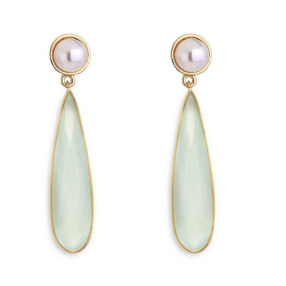 18K Chalcedony Drop Earrings