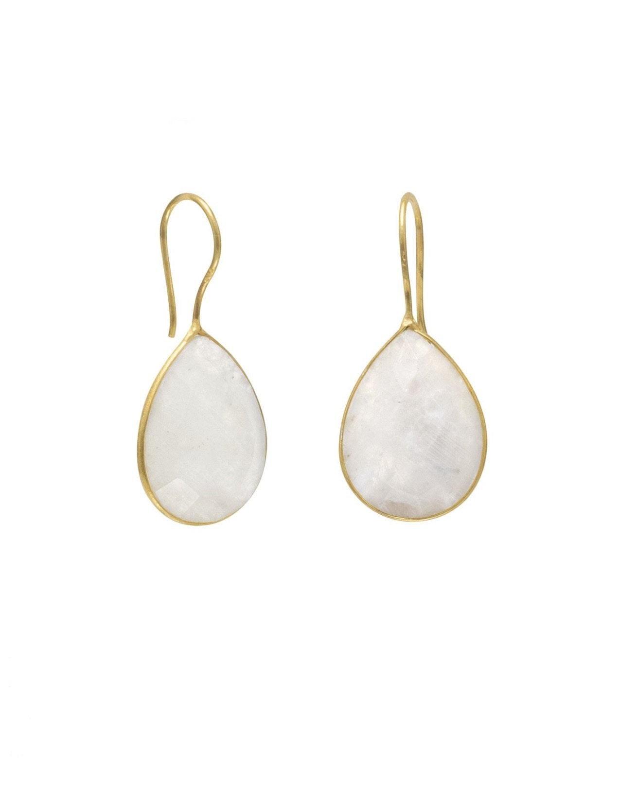 18K Gold Moonstone Pear Drop Earrings