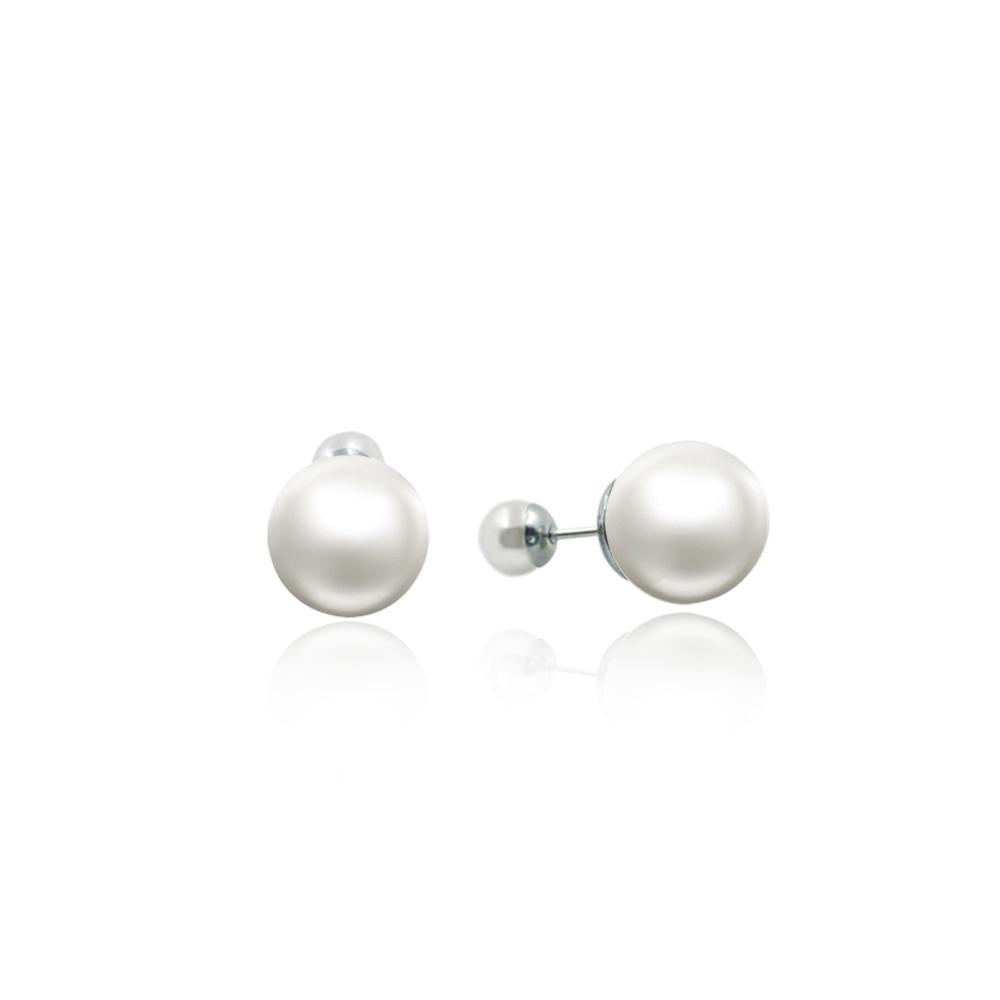 Silver Double Sided Pearl Earrings