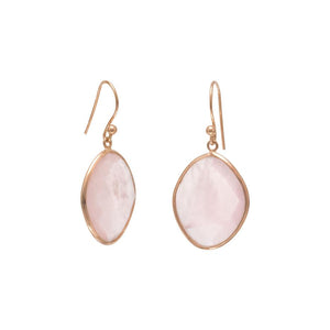 18k Rose Gold Plated Rose Quartz Oval Drop Earrings