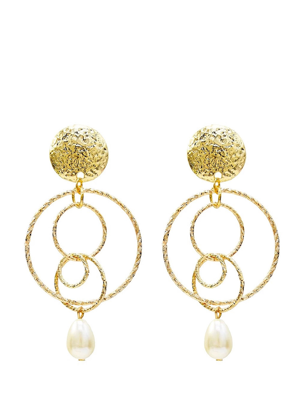 18k Gold Multi Link Pearl Earrings