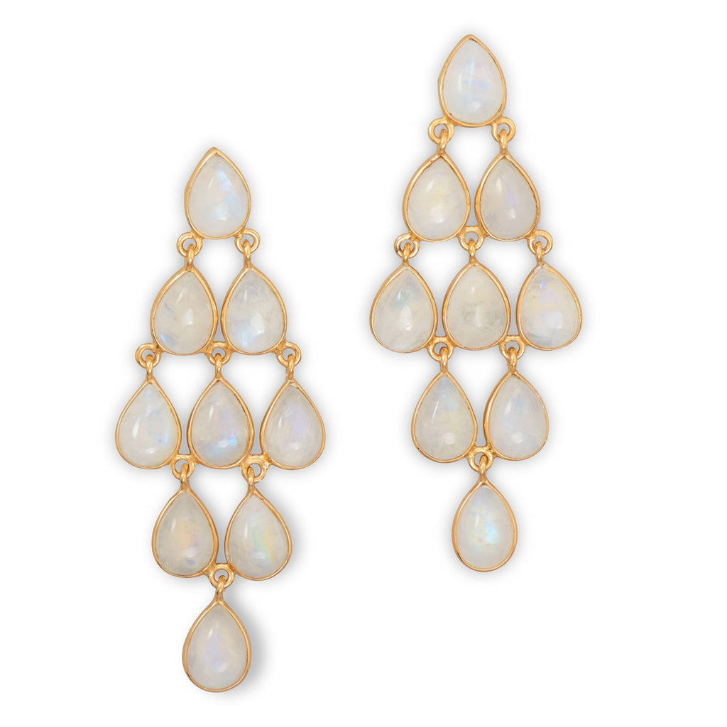 18K Gold Moonstone Chandelier Earrings