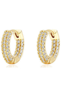 18K Gold Cz Inside Out Huggie Earrings