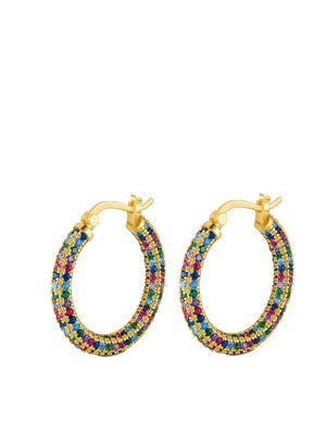 18K Gold Turquoise hinged hoop earrings