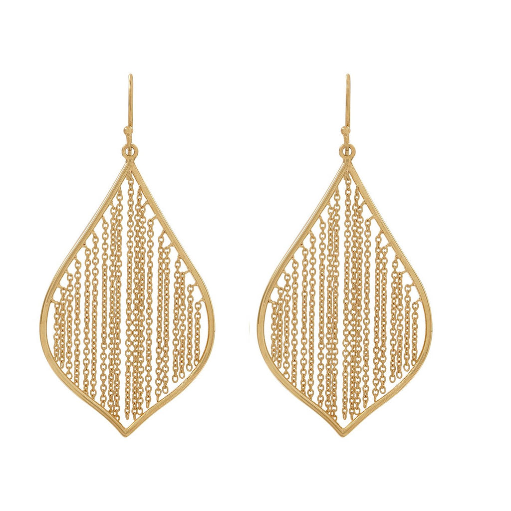 18K Gold Multi Chain Fringe Earrings