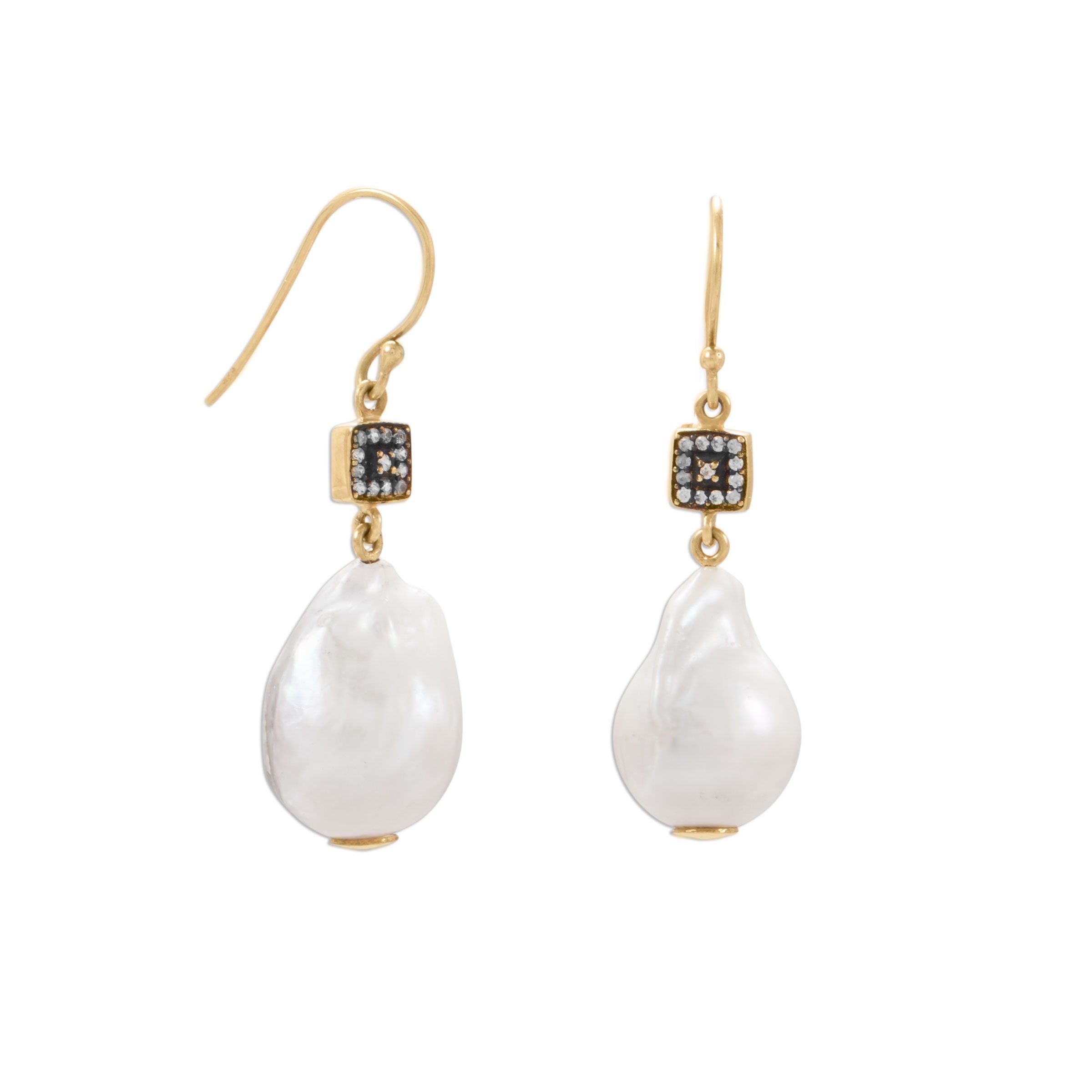 18K Baroque Pearl Drop Earrings