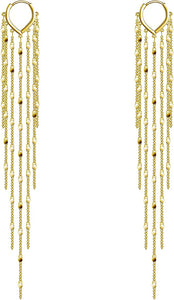 18K Gold Long Tassel Earrings
