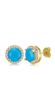 18k Gold Plated Turquoise Stud Earrings