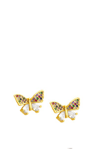 18k Gold Embellished Butterfly Stud Earrings