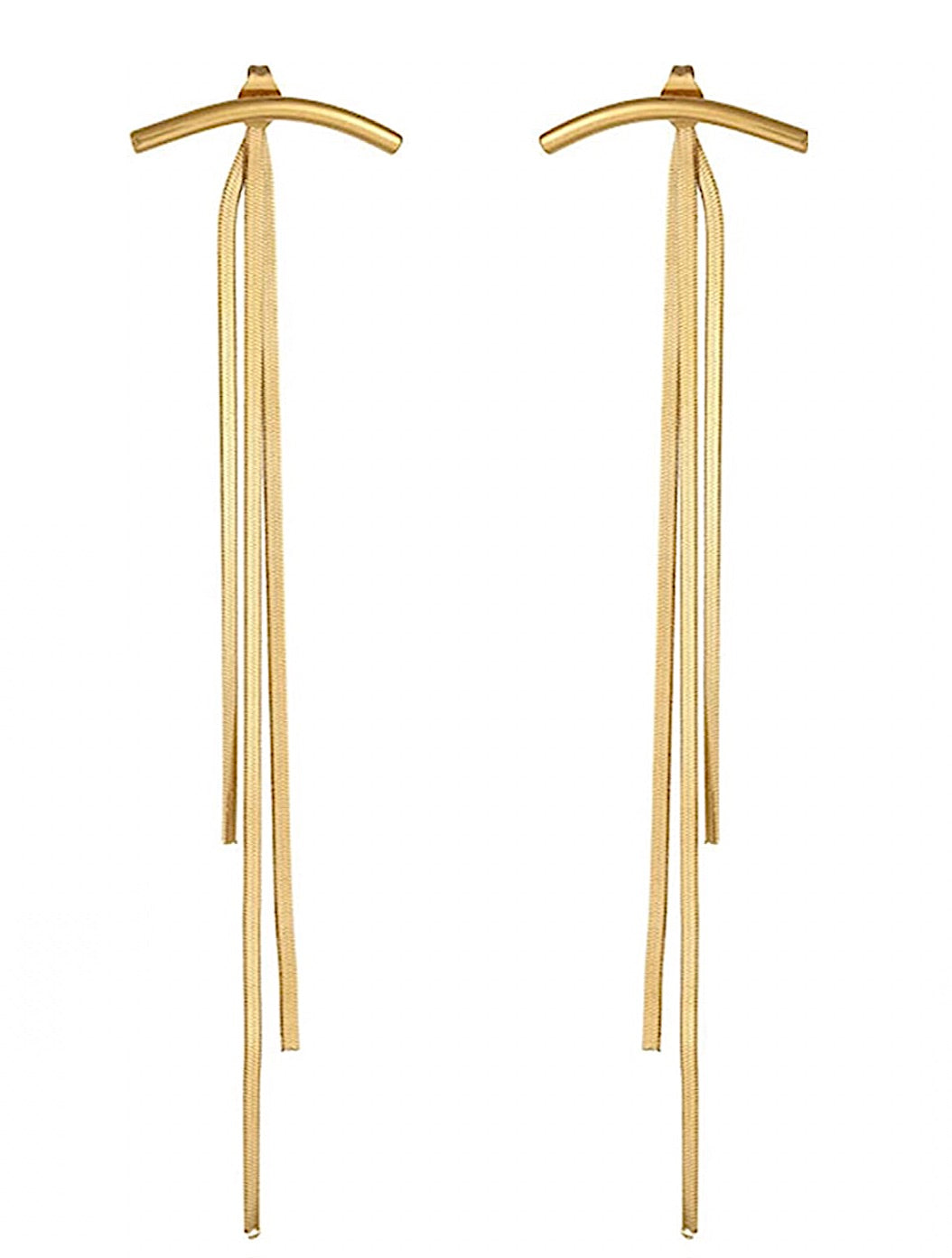 18K Gold Long Tassel Earrings