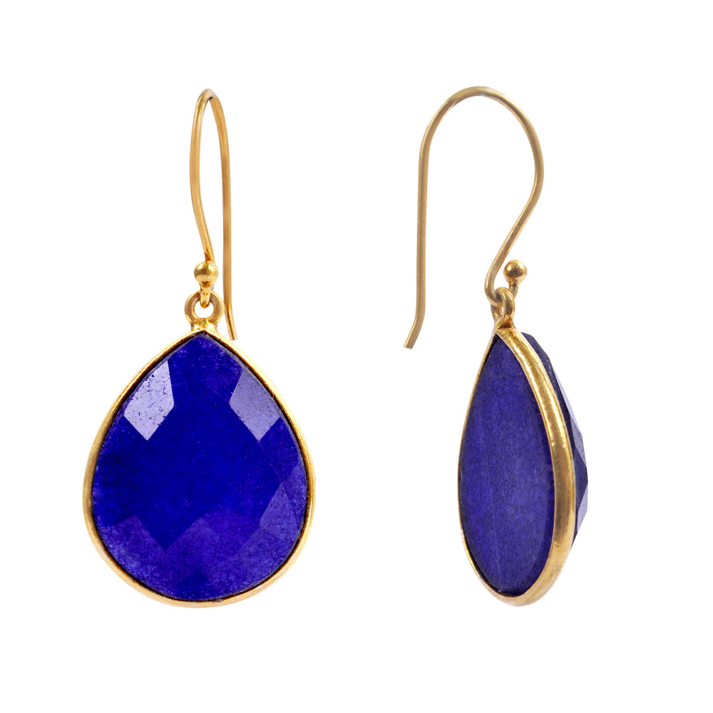 18K Gold Sapphire Pear Drop Earrings