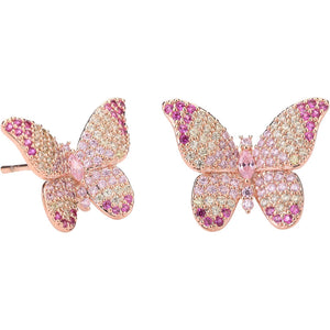 18k Multi Pink Embellished Butterfly Stud Earrings