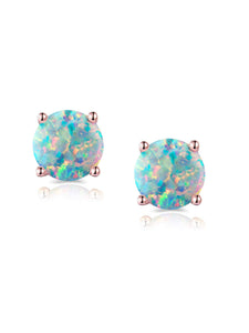 18K Rose Gold Multi Blue Opal Stud Earrings