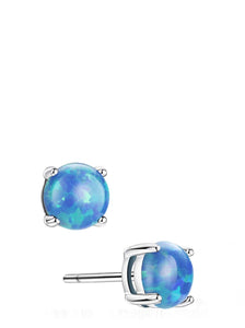 Sterling Silver Blue Opal Stud Earrings