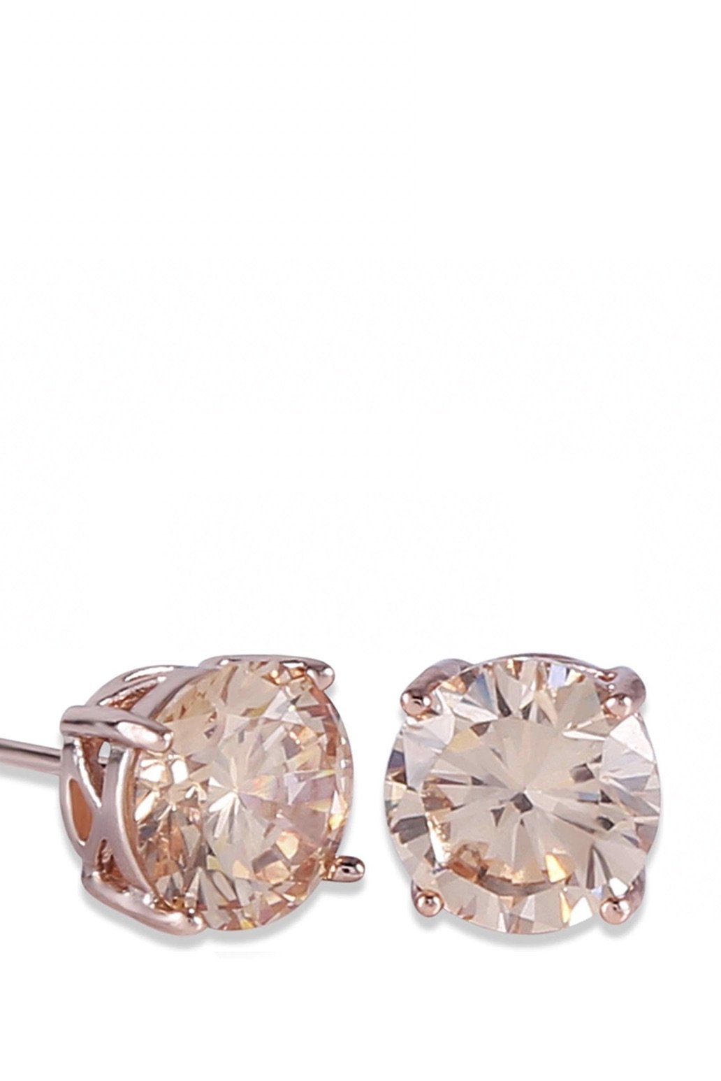 18K Rose Gold Champagne Cz Stud Earrings