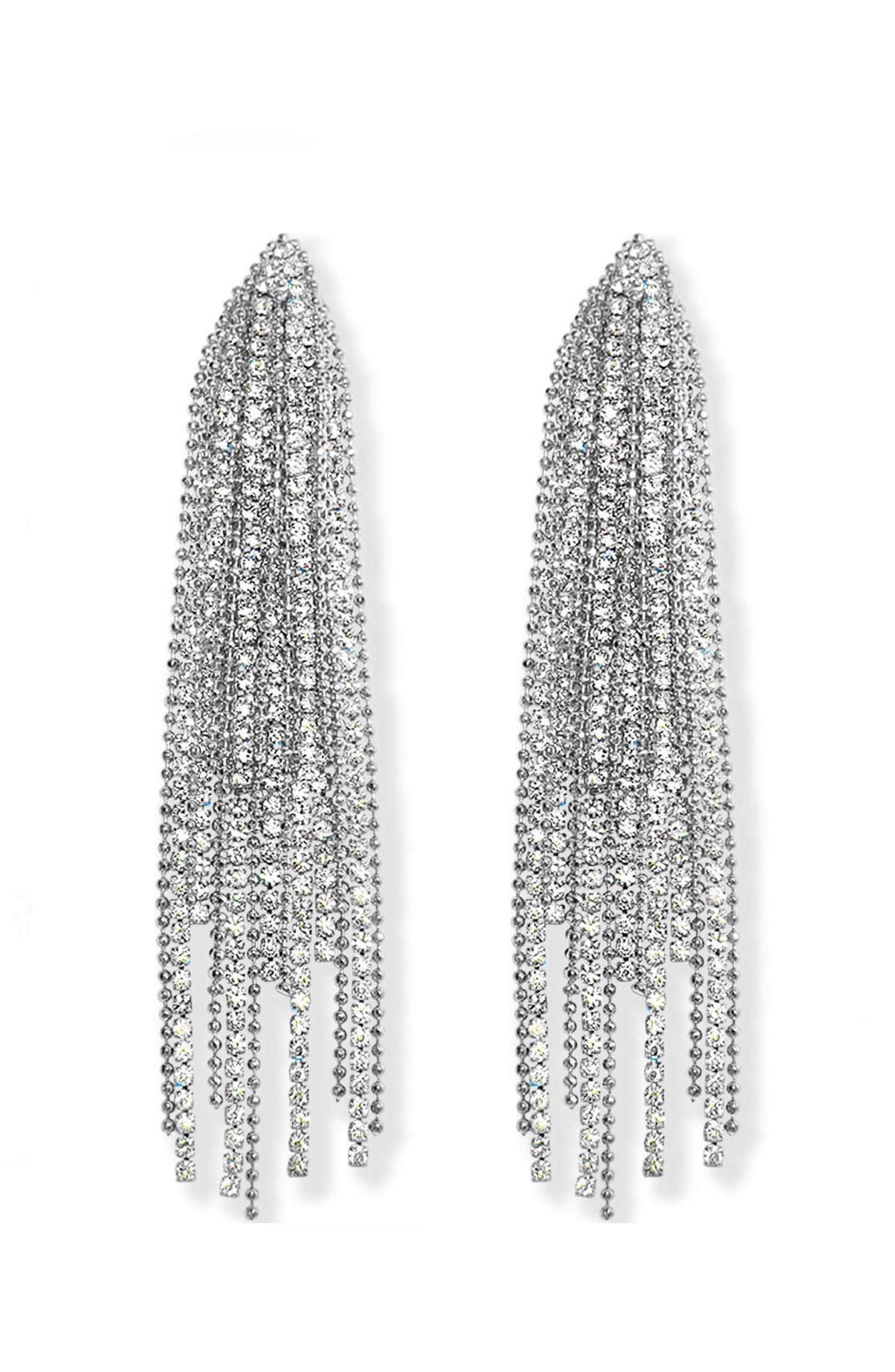 Silver Embelished Chandelier Statement Earrings