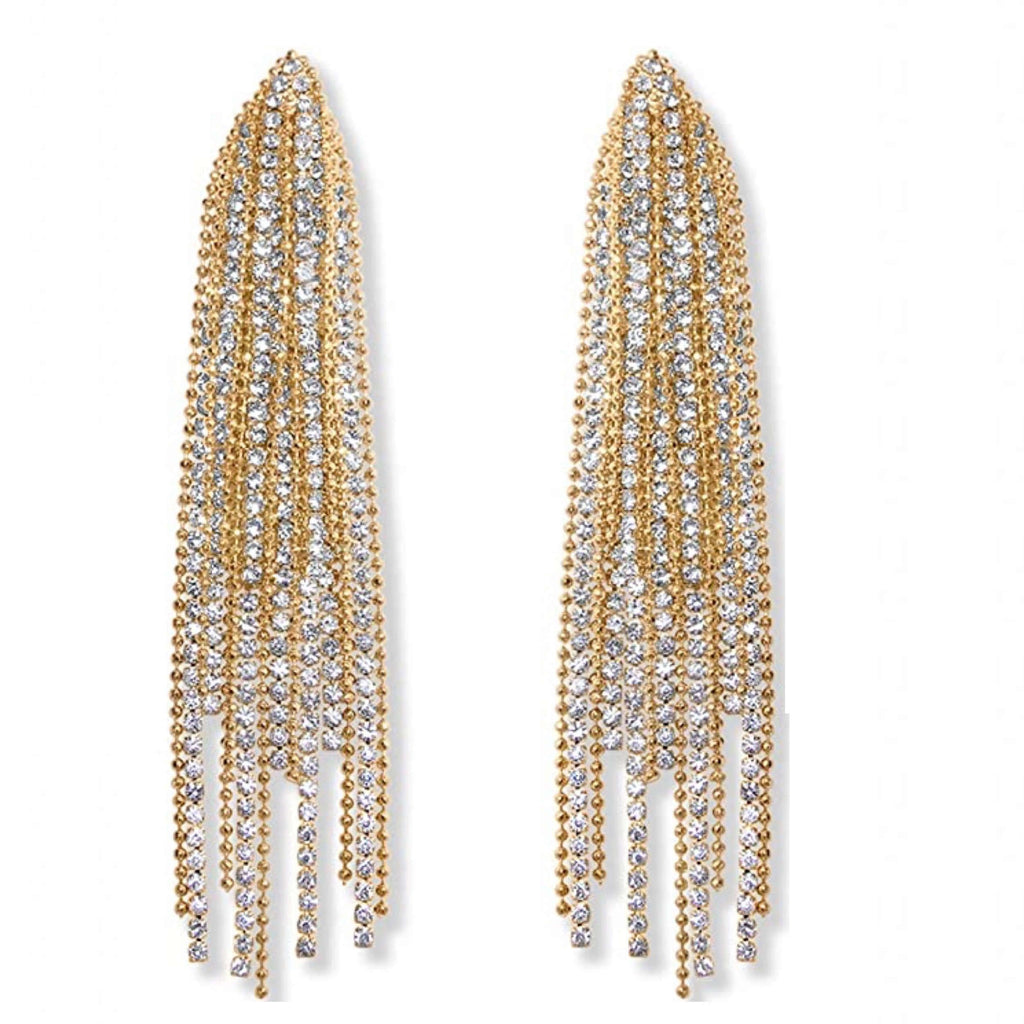 18k Gold Embellished Chandelier Statement Earrings