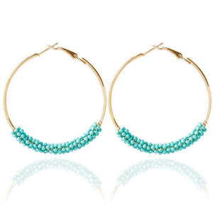 18K Turquoise Hoop Earrings