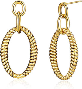 18k Gold Textured Drop Earrings