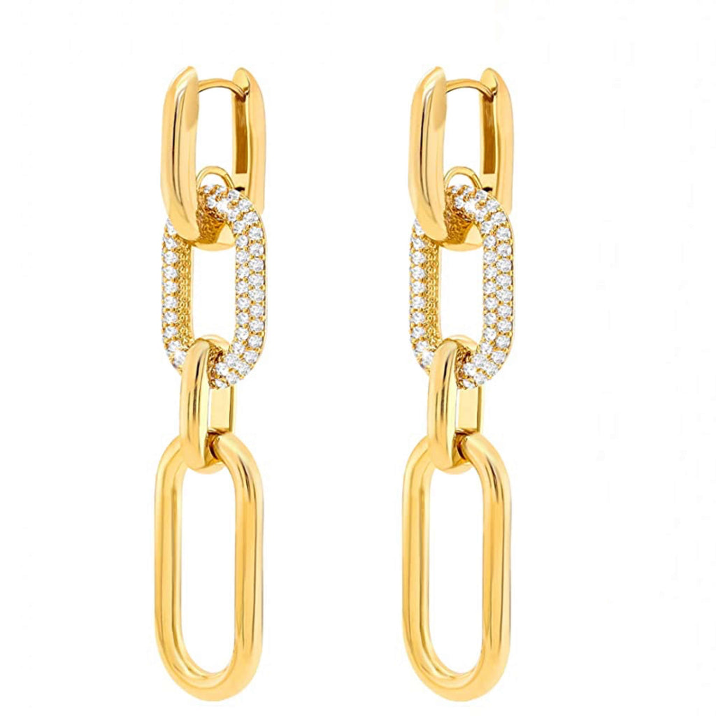 18k gold Embellished Link Earrings