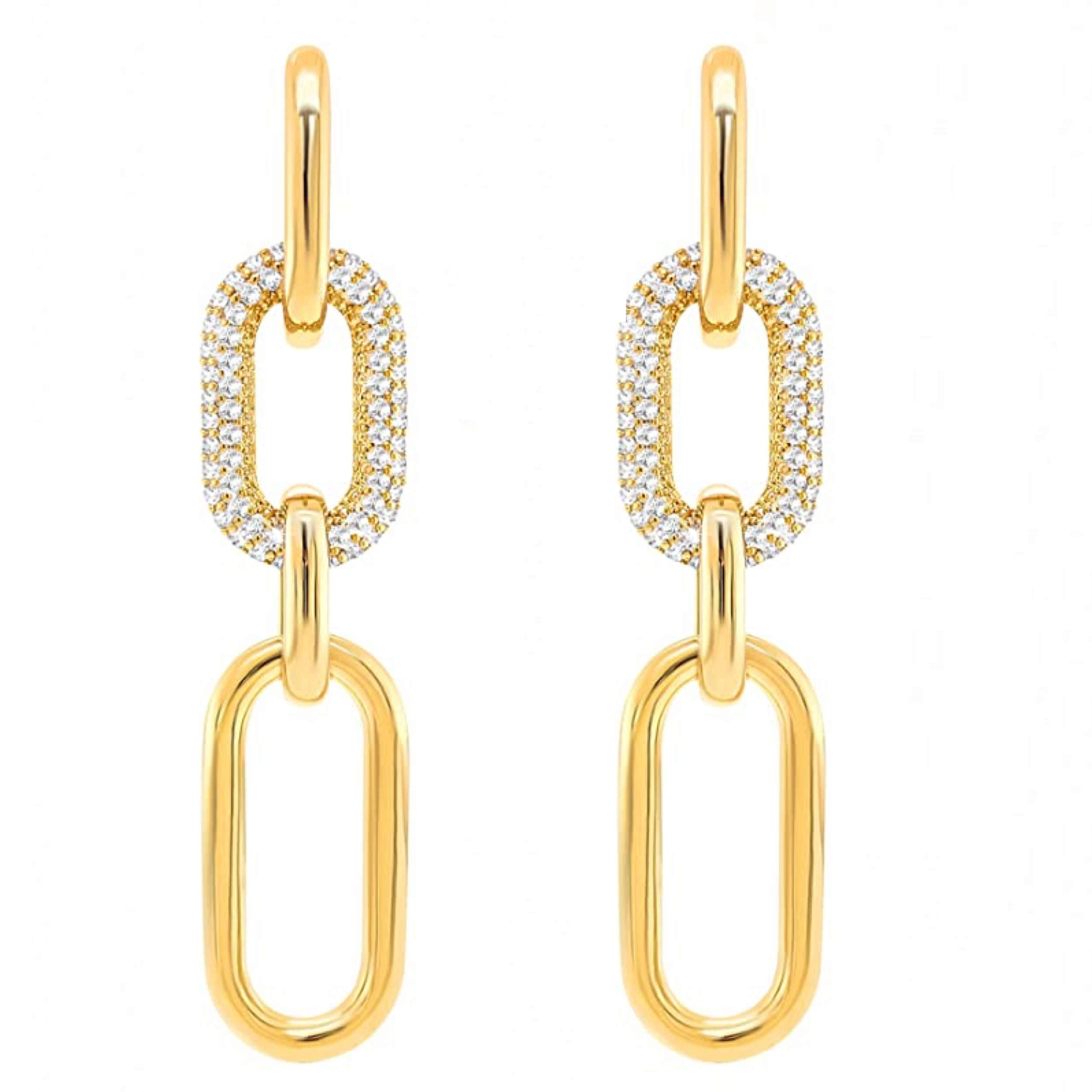 18k gold Embellished Link Earrings