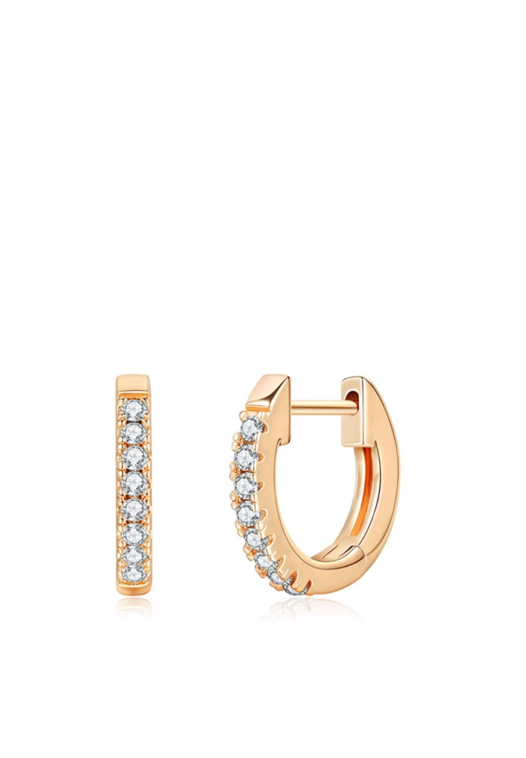 18k Rose Gold Cz Huggie Earrings