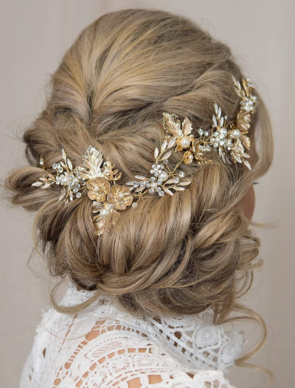 18k Gold Pearl & Crystal Hair Piece