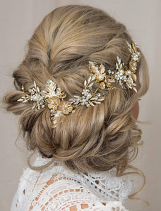 18k Gold Pearl & Crystal Hair Piece