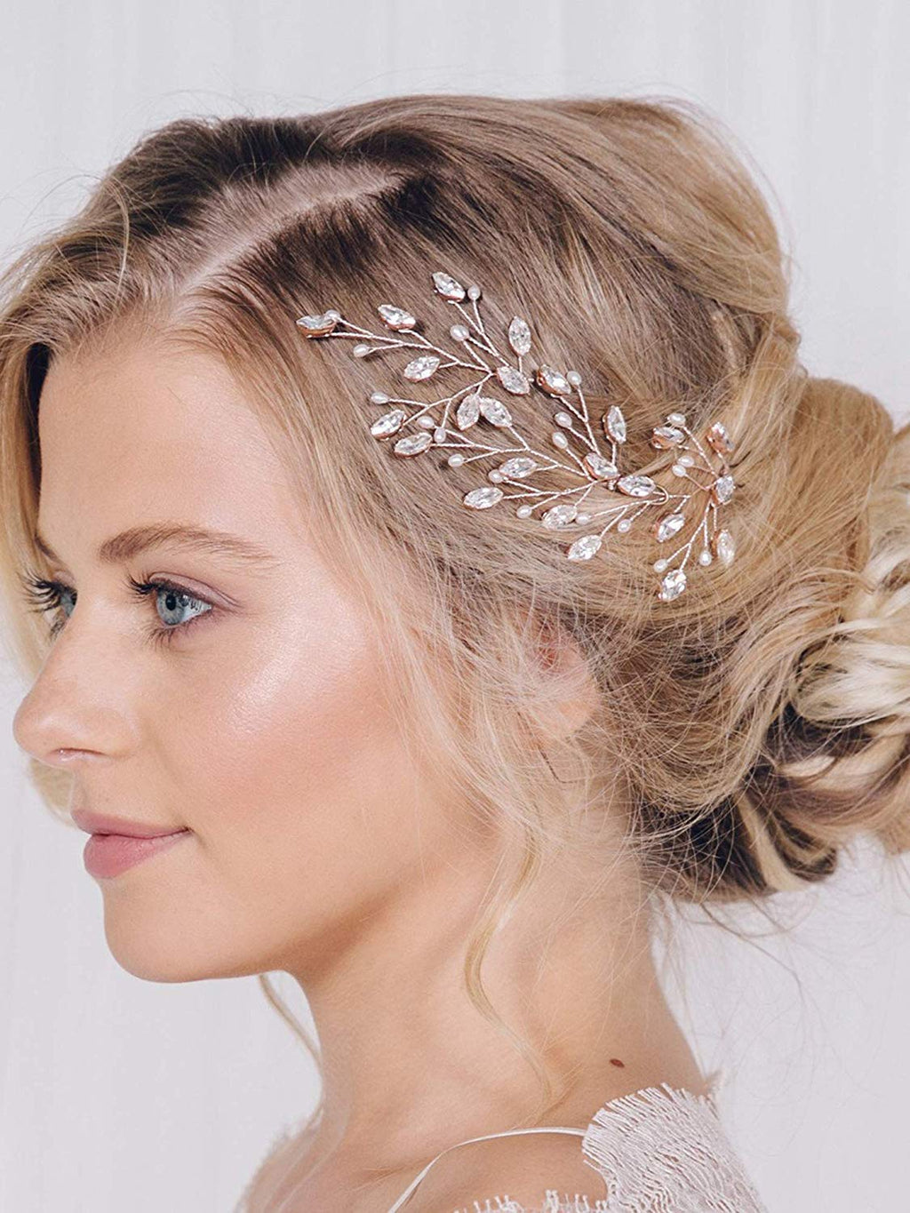 Rose Gold Pearl & Crystal Hair Piece