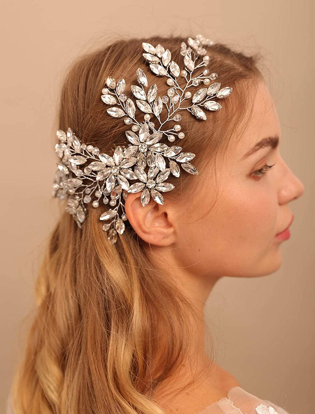 Silver Multi Crystal Hair Piece