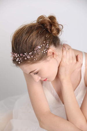 Rose Gold Pearl & Crystal Hair Piece