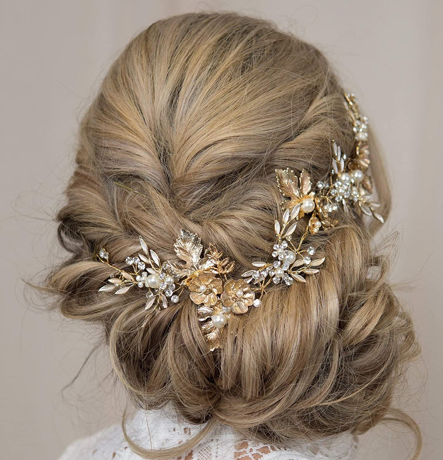 18k Gold Pearl & Crystal Hair Piece
