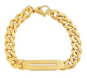 18K Gold Cz Id Bracelet