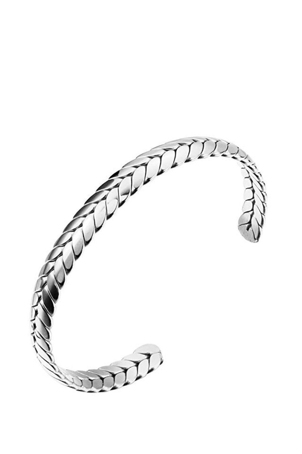 Silver Textured Cuff Bangle