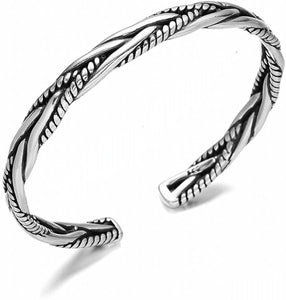 Silver Textured Cuff Bangle