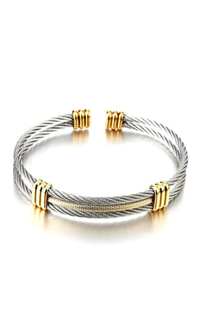 18K Gold & Black Cable Cuff Bangle