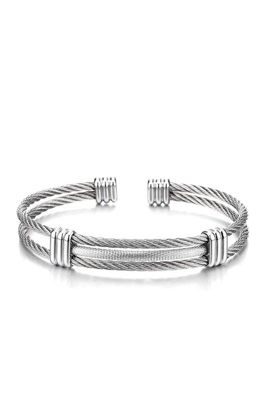 Silver Cable Cuff Bangle